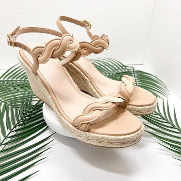 STUART WEITZMAN Twisted Patent Leather Espadrille Wedge Sandals Size 11B NWB